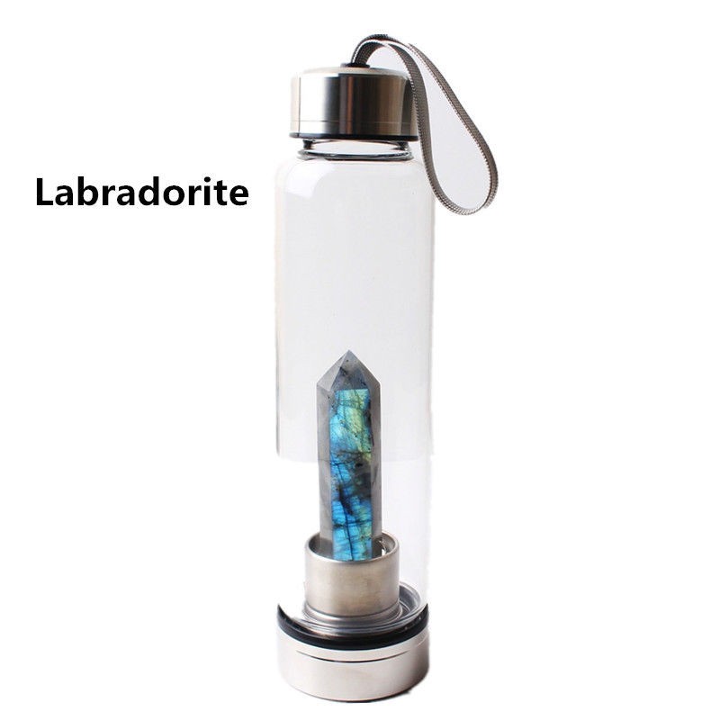 Natural Quartz Water Bottle Point Crystal Obelisk Wand Healing Elixir Gemstone 