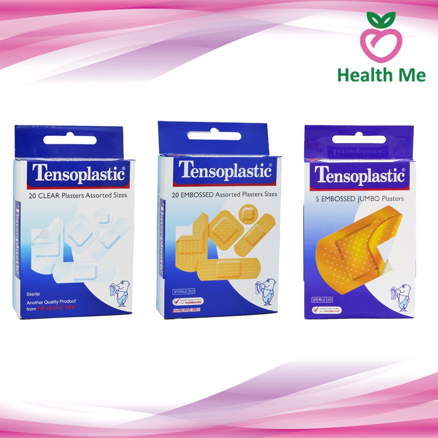Tensoplastic 💖 พลาสเตอร์ปิดแผล สีเนื้อ กลมกลืนสีผิว หลายขนาด 20 แผ่น / สีใส สังเกตแผลได้ง่าย / สีเนื้อขนาดใหญ่ 5 แผ่น