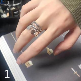 [COD] 10 Pattern Choose Adjustable Smiling Face Chain Letter and Star Personality Retro Open Lovers Ring