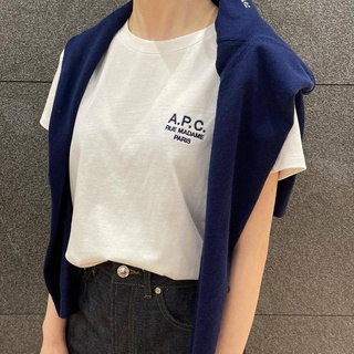 Apc เสื้อยืดสําหรับ unisex แขนสั้นเย็บปักลายตัวอักษรสไตล์ฝรั่งเศส