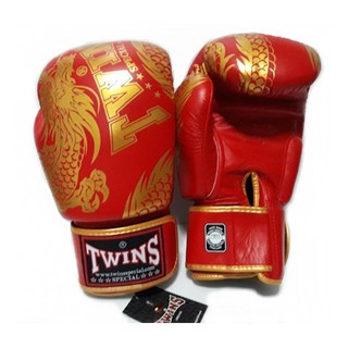 Twins Boxing Gloves FBGV-49 Red Gold Dragon (14,16 oz) Genuine leather  Sparring นวมซ้อมชกทวินส์ สีแดง มังกรทอง หนังแท้