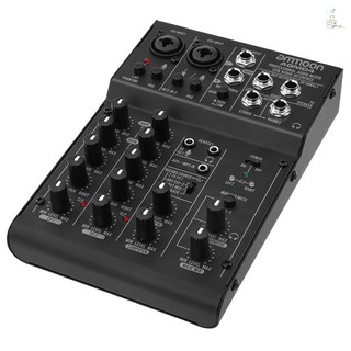 Tg Ammoon คอนโซลมิกซ์เสียงดิจิตอล 4 - Channel Mini Mixing 2 - Band Eq Built - In 48 V Phantom Power 5v Usb Powered สําหรับบันทึกเสียงในบ้านสตูดิโอ