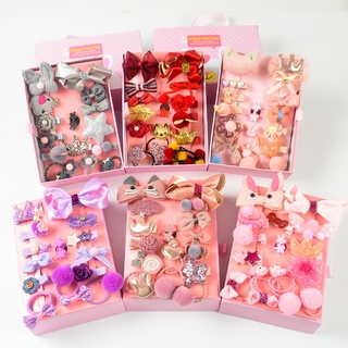 18 ชิ้น / เซ็ตสาวกิ๊บติดผมแหวนเจ้าหญิงไม่เจ็บผมยางรัดหัวเชือก18pc/set/box Girls hair pin/ clip / ring princess no hurt h