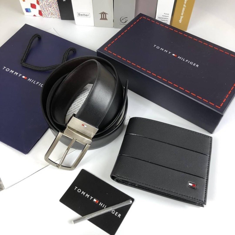 TOMMY HILFIGER Leather Belt & Wallet Set