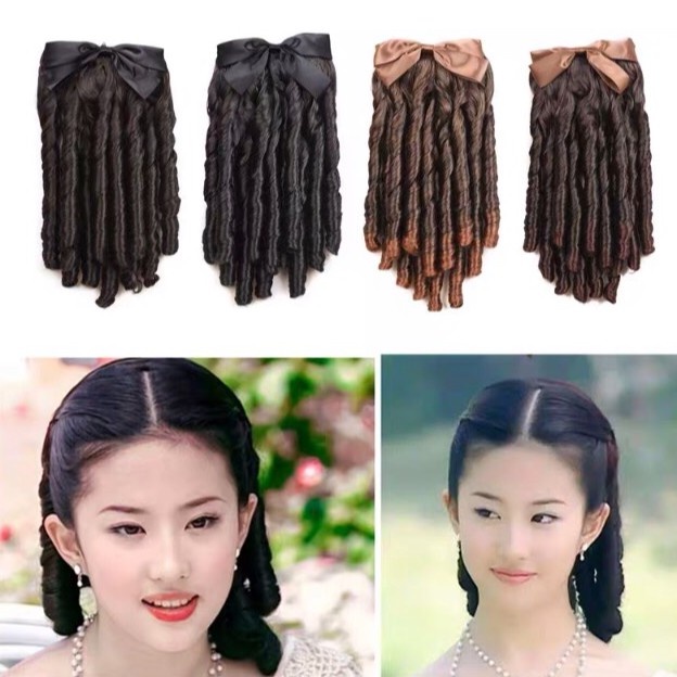 หางม้าลอนสมศรี  หางม้าแบบเสียบทําจากเส้นไหมเกาหลีหวีได้หนีบได้ สินค้าส่งในไทย