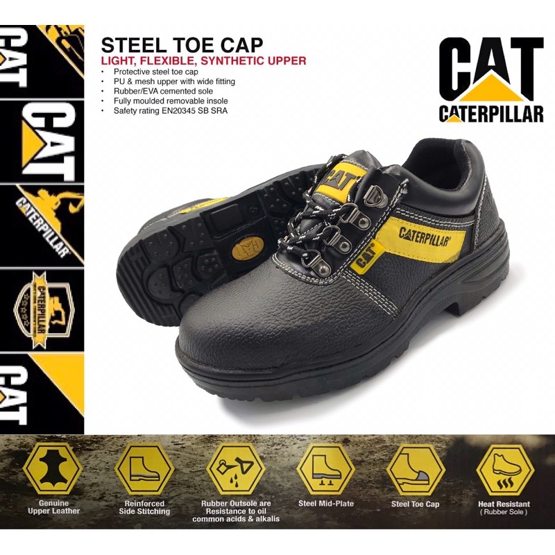 รองเท้านิรภัย Caterpillar CAT คุณภาพระดับพรีเมียม / Kasut Safety Boot Design Tip หมวกหัวเหล็กคุณภาพสูงชั้นนํา