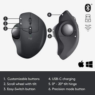 ⚡️เมาส์ไร้สายเพื่อสุขภาพ⚡️ Logitech MX Ergo Wireless Trackball Mouse Warranty ลดการปวดกล้ามเนื้อลงถึง 20% 1 - y