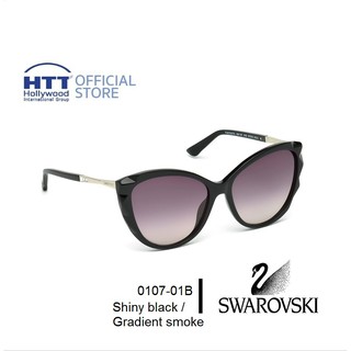 Swarovski SK0107-01B กรอบแว่นตา สวารอฟสกี้ สี Black/gradient smoke แว่นตาประดับด้วยเพชรคริสตัลของ SWAROVSKI ดีไซน์อิตาลี