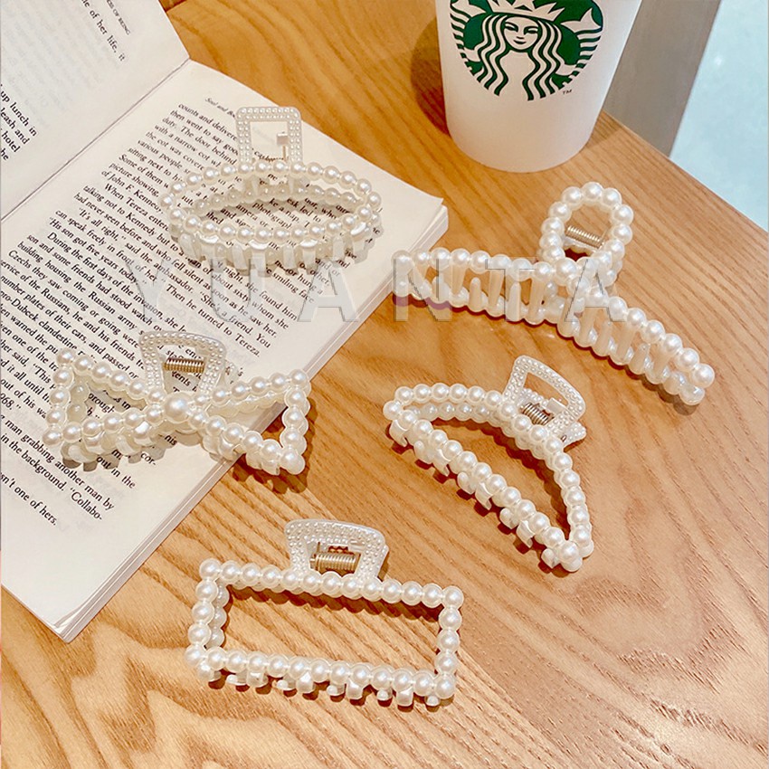 กิ๊บติดผมประดับไข่มุกเทียม หรูหราและเรียบง่าย เครื่องประดับผม pearl hair clip