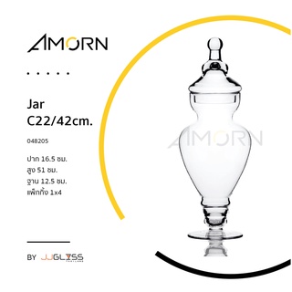 ( AMORN ) Jar C22/42cm. - โหลแก้วพร้อมฝา แฮนด์เมด เนื้อใส