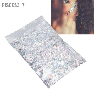 Pisces317 กลิตเตอร์โฮโลแกรม ลายตัวอักษรภาษาอังกฤษ สีเงิน สําหรับตกแต่งเล็บ 50 กรัม 1.76 ออนซ์