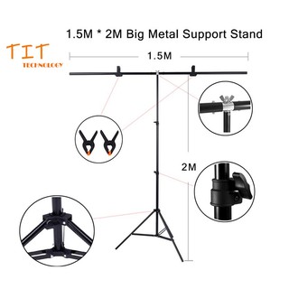 1.5M * 2M Big Photography Studio Video Metal Support Stand System Kit Set W/ Crossbar Clamps 2 * Clamps for PVC Backdrop