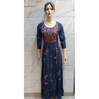 เสื้ออินเดีย ผ้าฝ้าย Navy blue Indian kurti (Size:38,40,42,44)