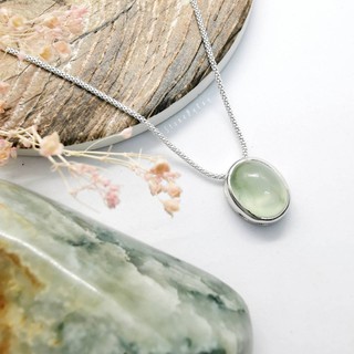 สร้อยคอเงินจี้หินพรีไนท์ Prehnite