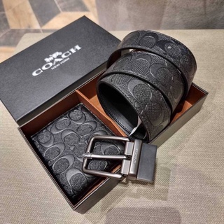 COACH 💯เซทสุดคุ้ม เข็มขัด พร้อมกระเป๋าสตางค์