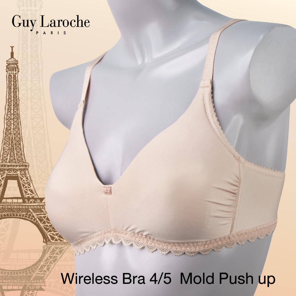 Guy Laroche GB7R37 เสื้อชั้นในของแท้ เกรดA ไร้โครง 4/5 คัพ เสริมฟองน้ำบาง แต่งลูกไม้ทีใต้อก เน้นการเ