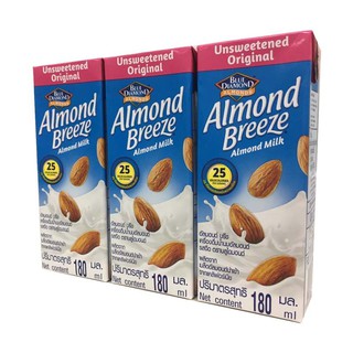 นมอัลมอนด์บีช รสจืด 180 มิลลิลิตร แพ็ค x 3 กล่อง Beach Almond Milk Plain Flavor 180 ml.Pack x 3 boxes