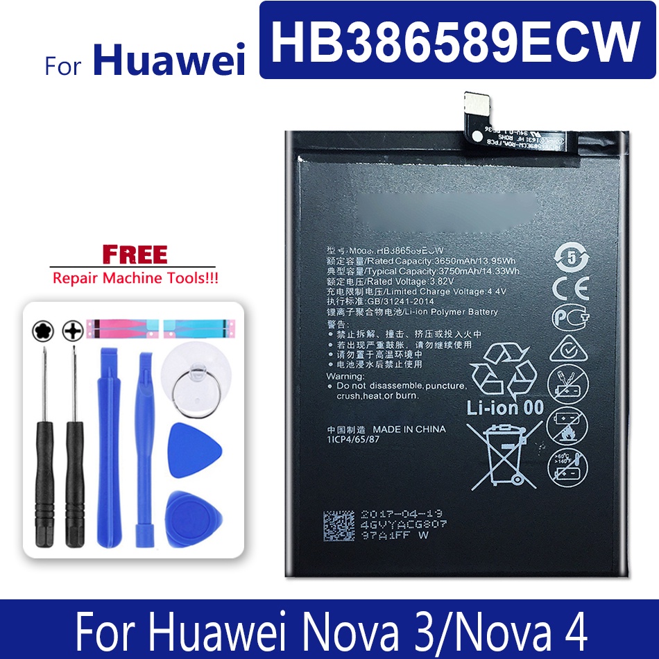 HB386589ECW Phone Battery For Huawei Nova 3 / Nova 4 / Nova3 / Nova4    Bateria