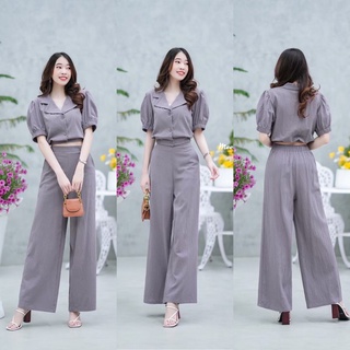 hbstation.shop เสื้อผ้าผู้หญิง ชุด Set 2 ชิ้น  สีเทา พร้อมส่ง