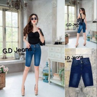 G.D.Jeans รุ่น 5380#กางเกงยีนส์3สวนผ้ายืดเปิดกระดุมหน้า2เม็ดทรงเรียบสีเข้ม 💦💦