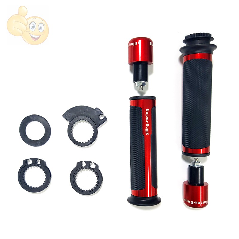 🌟พร้อมส่ง🌟 ชุดประกับคันเร่งพร้อมปลอกมือ+ปลายแฮนด์  ( 1คู่ ) งาน CNC  BY.yiling_racing **V-6**