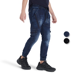 DAVIE JONES กางเกงจ็อกเกอร์ เอวยางยืด ขาจั๊ม สีกรม Drawstring Joggers in navy GP0099NV GP0100BK