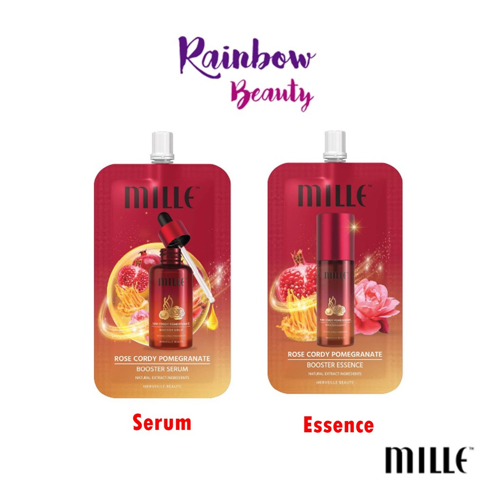 แบบซอง) Mille ซองสีแดงน้ำตบ Rose Cordy Pomegranate Booster Serum / Essence  6G.เซรั่ม / เอสเซนส์ บำรุงผิว | Shopee Thailand