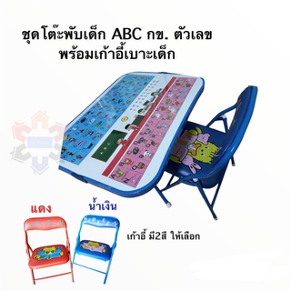 ชุดโต๊ะพับเด็กกข.ABC ขอบเหล็ก พร้อมเก้าอี้พับเบาะเด็ก*** คละเเบบส่งให้-เเยกจำหน่ายด้วยนะคะ ***