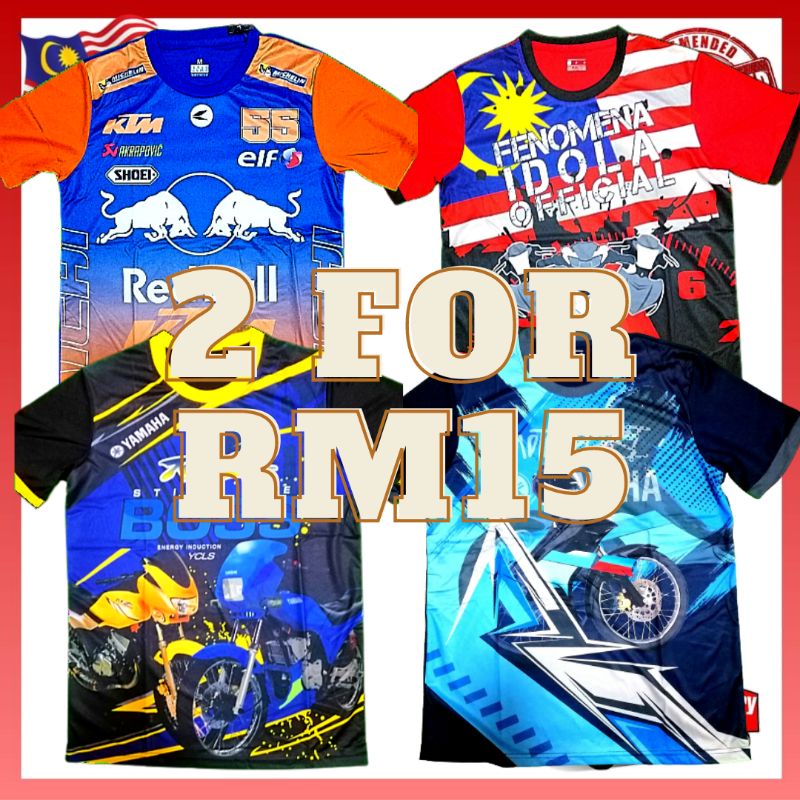 Baju Motor Jersey Microfiber MEN MOTOR GP T-SHIRT RACING BIKER JERSEY FULL PRINT (BAJU T-SHIRT MOTOR