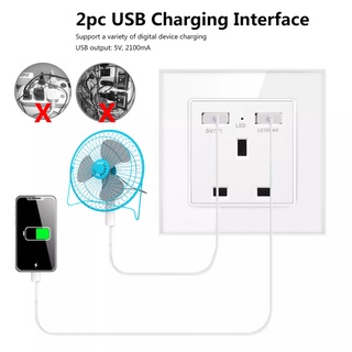 ปลั๊กชาร์จ Charger เตารับผนัง UK สีดำ 220v USB: DC 5.0 V/2.1 A.