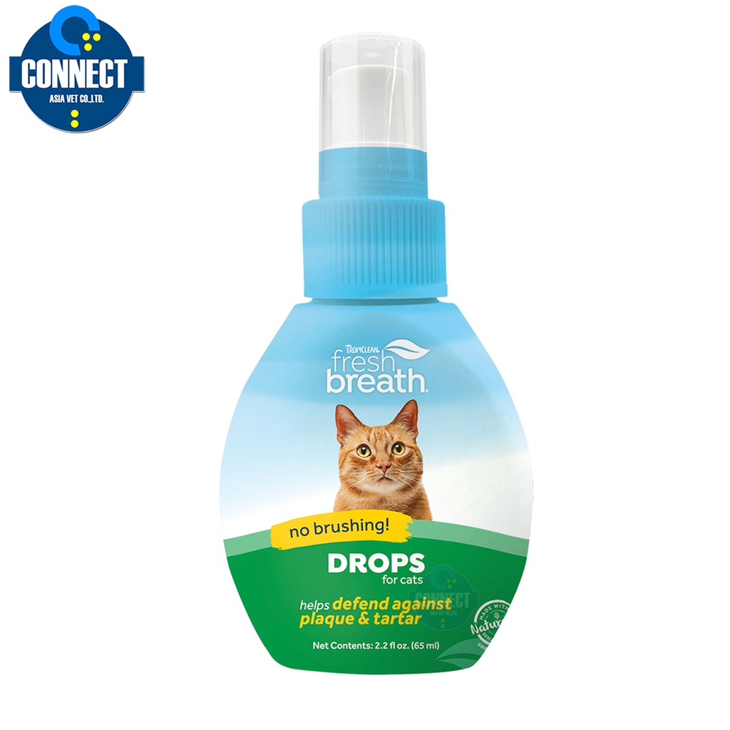 Tropiclean Fresh Breath Drops Display for Cat - น้ำยาลดกลิ่นปากและป้องกันหินปูน สำหรับแมว  65 ml.
