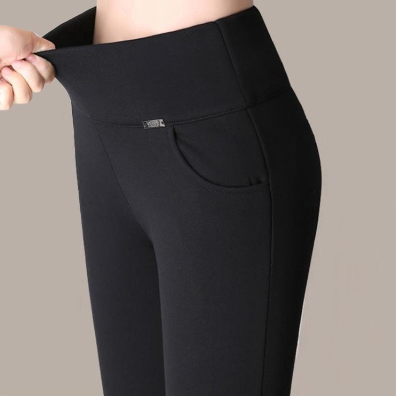 ☑ขนาดบวก s-4xlกางเกงขายาวผู้หญิงสีดำเอวสูงวินเทจราคาถูกใส่ทำงานกางเกงขากระบอกยางยืดเกาหลี