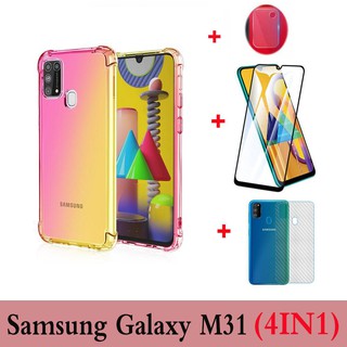 (4 in 1) ฟิล์มกระจกกันรอยสําหรับ samsung galaxy m 31 m 30 s a 31 a 71 a 51 a 01