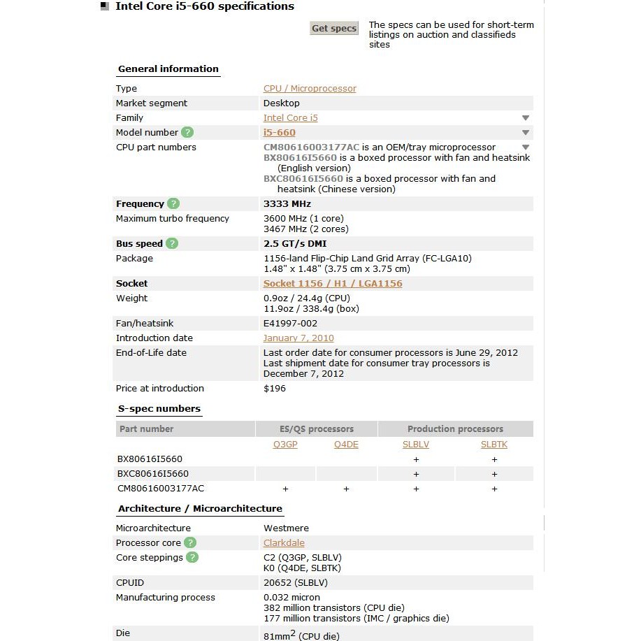 Intel Core I5 660 I5 660 Processor 73w Dual Core 4m Cache 3 33ghz Lga 1156 Desktop Cpu Tested 100 Working Shopee Thailand