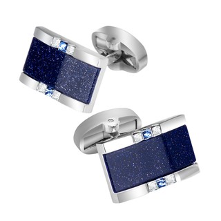 cufflinks ทรงสี่เหลี่ยมผืนผ้าประดับคริสตัลสําหรับผู้ชาย