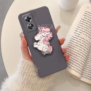 ใหม่ เคสโทรศัพท์มือถือ ซิลิโคนนิ่ม TPU กันกระแทก ลายการ์ตูนยูนิคอร์นน่ารัก พร้อมที่ตั้งวาง สําหรับ OPPO A38 4G A38