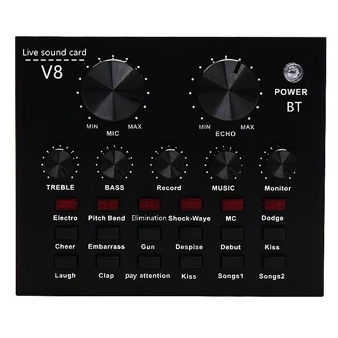 V8 Audio USB Headset Microphone Webcast Live Sound Card for Phone / Computer--(Bluetooth)