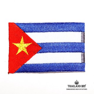 ตัวรีดติดเสื้อ ธงชาติคิวบา ประเทศคิวบา ทีมชาติ ท่องเที่ยว ธง Cuba Flag Patch งานปัก DIY ตัวรีด อาร์ม ติดเสื้อผ้า กระเป๋า