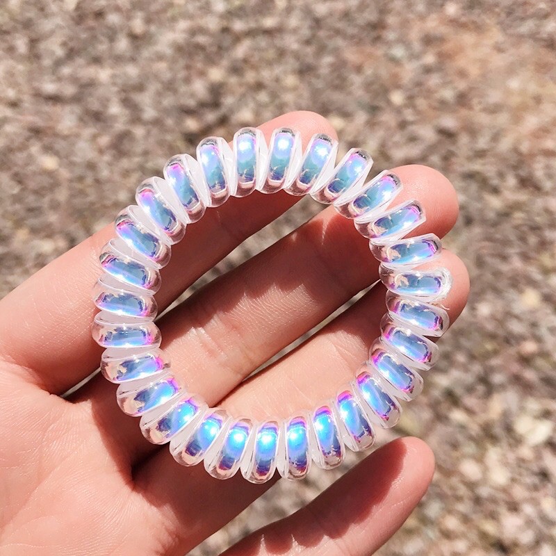 🇹🇭พร้อมส่งจากไทย!!!ยางผูกผม ใส่เป็นกำไลได้ สีขาวโฮแกรม
