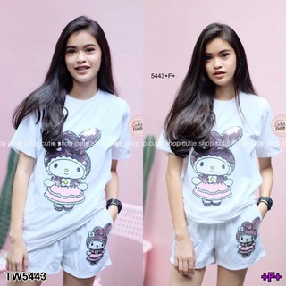 SS5443 Shirt Set เสื้อแขนสั้น+กางเกงขาสั้น ปักเลื่อม