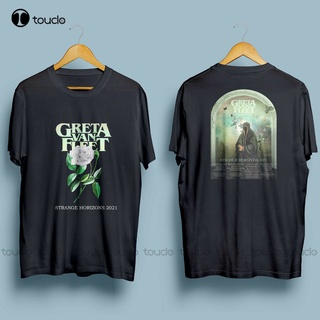 เสื้อยืดครอปใหม่ เสื้อยืดลําลอง ผ้าฝ้าย แขนสั้น พิมพ์ลาย Greta Van Fleet Strange Horizons Tour แฟชั่นสําหรับผู้ชาย 2022S