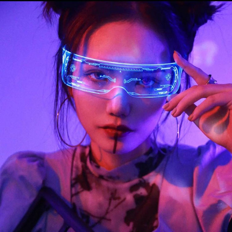 เทคโนโลยีในอนาคต LED แว่นตาเรืองแสง อเนกประสงค์ ผู้ชาย ผู้หญิง เด็ก ถ่ายภาพ ปาร์ตี้ บาร์ ดนตรี เทศกาล เทคนิค แว่นตา