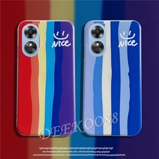 เคสโทรศัพท์ซิลิโคน TPU แบบนิ่ม ลายหน้ายิ้ม สีรุ้ง สําหรับ OPPO A17 A77S A57 4G A77 A76 A96 Reno8 Reno7 Z Pro 5G A77S OPPOA17 Reno 8 8Z 8Pro 7 7Z 7Pro