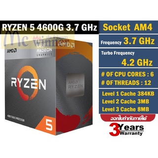 CPU (ซีพียู) AM4 RYZEN 5 4600G 3.7 GHz ประกัน 3 ปี