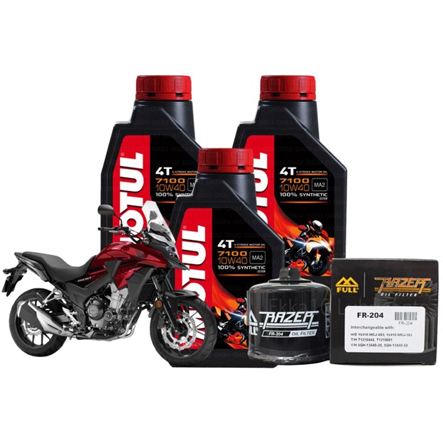 CB500X, CB500F, CBR500R  FR-204 FULL MOTO ชุดถ่ายน้ำมันเครื่อง MOTUL 7100 100% SYNTHETIC 4T [10W40]
