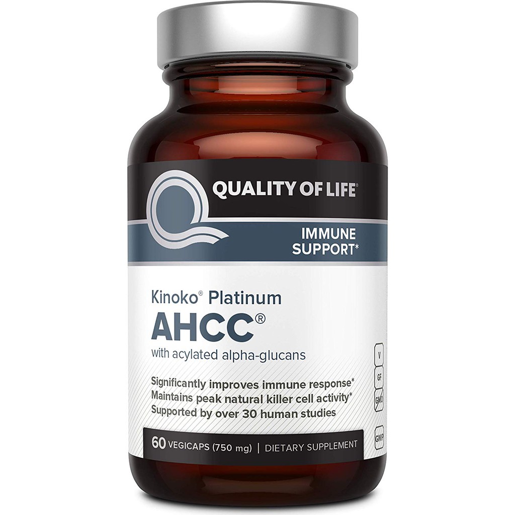 Kinoko Platinum AHCC 750 mg * 60 Vegicaps (Quality of Life Labs) ของแท้..!! พร้อมส่ง