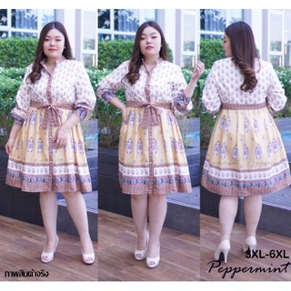 💥SALE💥 เดรสไซส์ใหญ่  ลายโบฮีเมียน งานป้าย พรีเมียม นำเข้า Peppermint Plus Size (436)