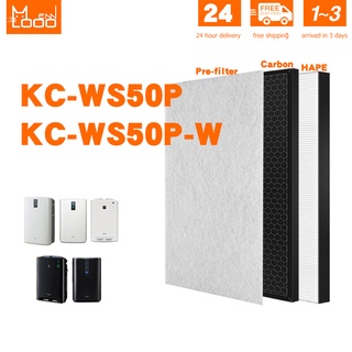 Mennlooo แผ่นกรองสำรองสำหรับเครื่องฟอกอากาศ Sharp รุ่น  KC-WS50P KC-WS50P-W  แผ่นกรอง