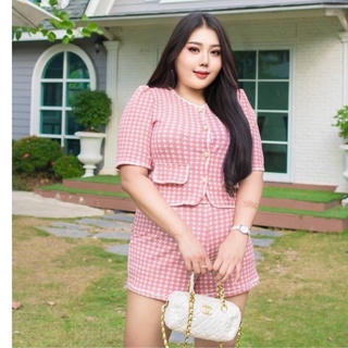 อวบเอิบStyle Plus - S01 ชุดเซ็ทสาวอวบ พร้อมส่ง ผ้ายืดวูลเวฟ สวมใส่สบาย กระดุมหน้า แฟชั่นผู้หญิง 2022