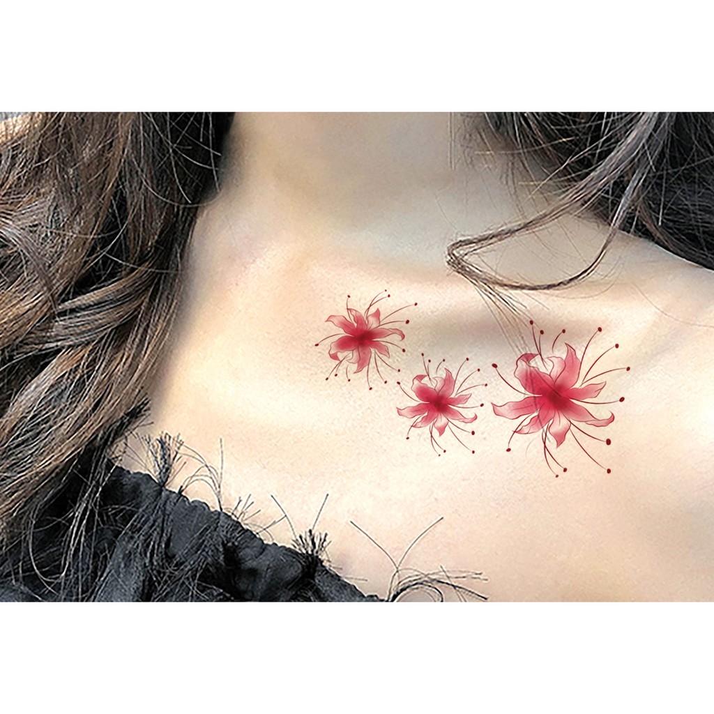 COMBO 5 TATTOO STICKERS 10X6CM PERFECT BELGIUM FLOWERS - CHOOSE OPTIONAL MODELS (ฟรีขนาดเดียวกัน 2 แ